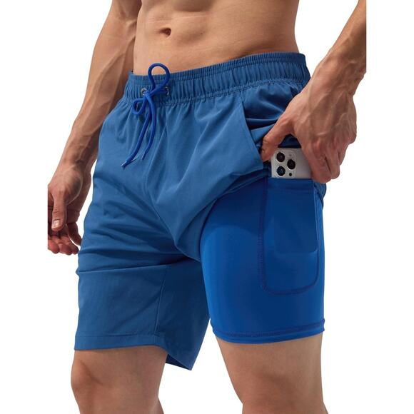 SILKWORLD Mens Swim Trunks Quick Dry Board Swimming Shorts Zipper Pockets Large - Picture 1 of 9